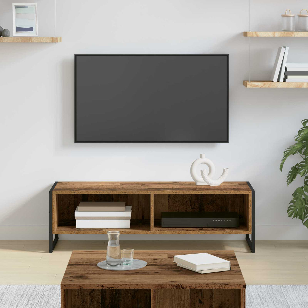 TV-skab 100 x 36,5 x 30,5 cm Gammelt træ Konstrueret træ