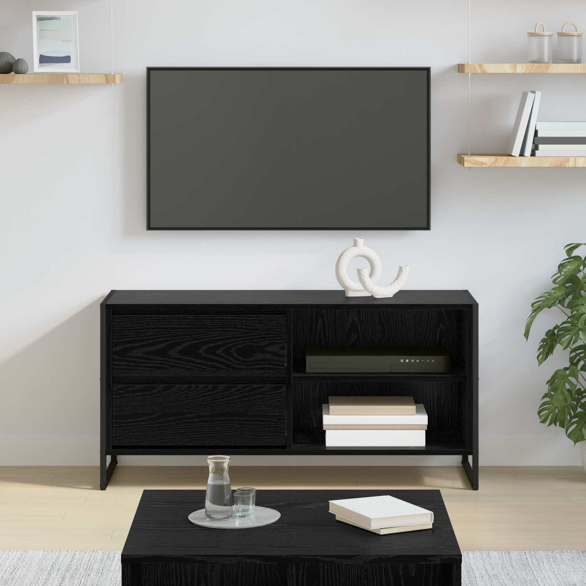 TV-skab 100 x 36 x 49,5 cm Sort eg Konstrueret træ