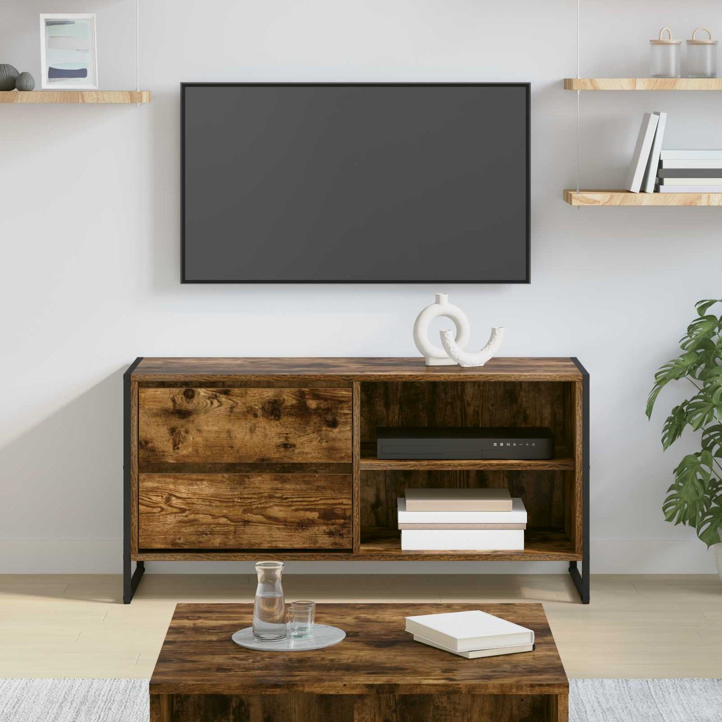 TV-skab 100 x 36 x 49,5 cm Røget Eg Konstrueret træ