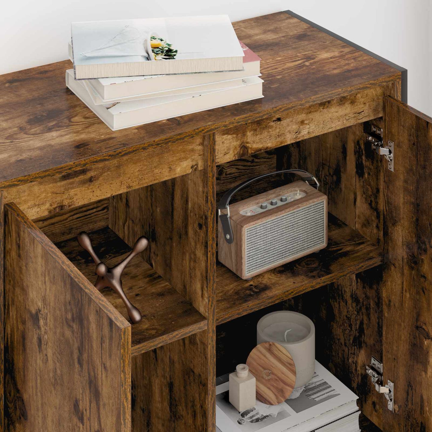 Sideskab Røget Eg 79 x 36 x 75 cm Konstrueret træ