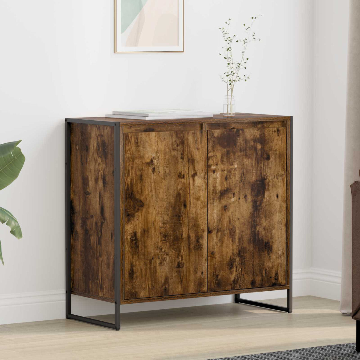 Sideskab Røget Eg 79 x 36 x 75 cm Konstrueret træ