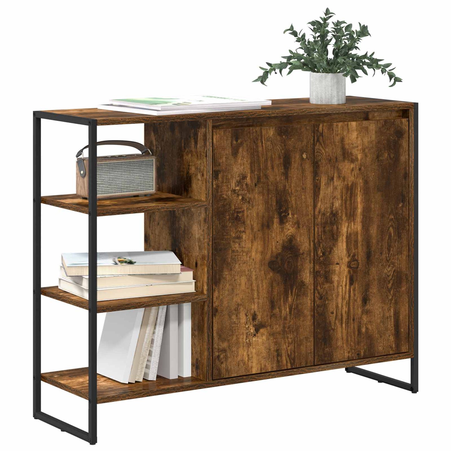 Sideskab Røget Eg 96.5 x 30 x 75 cm Konstrueret træ