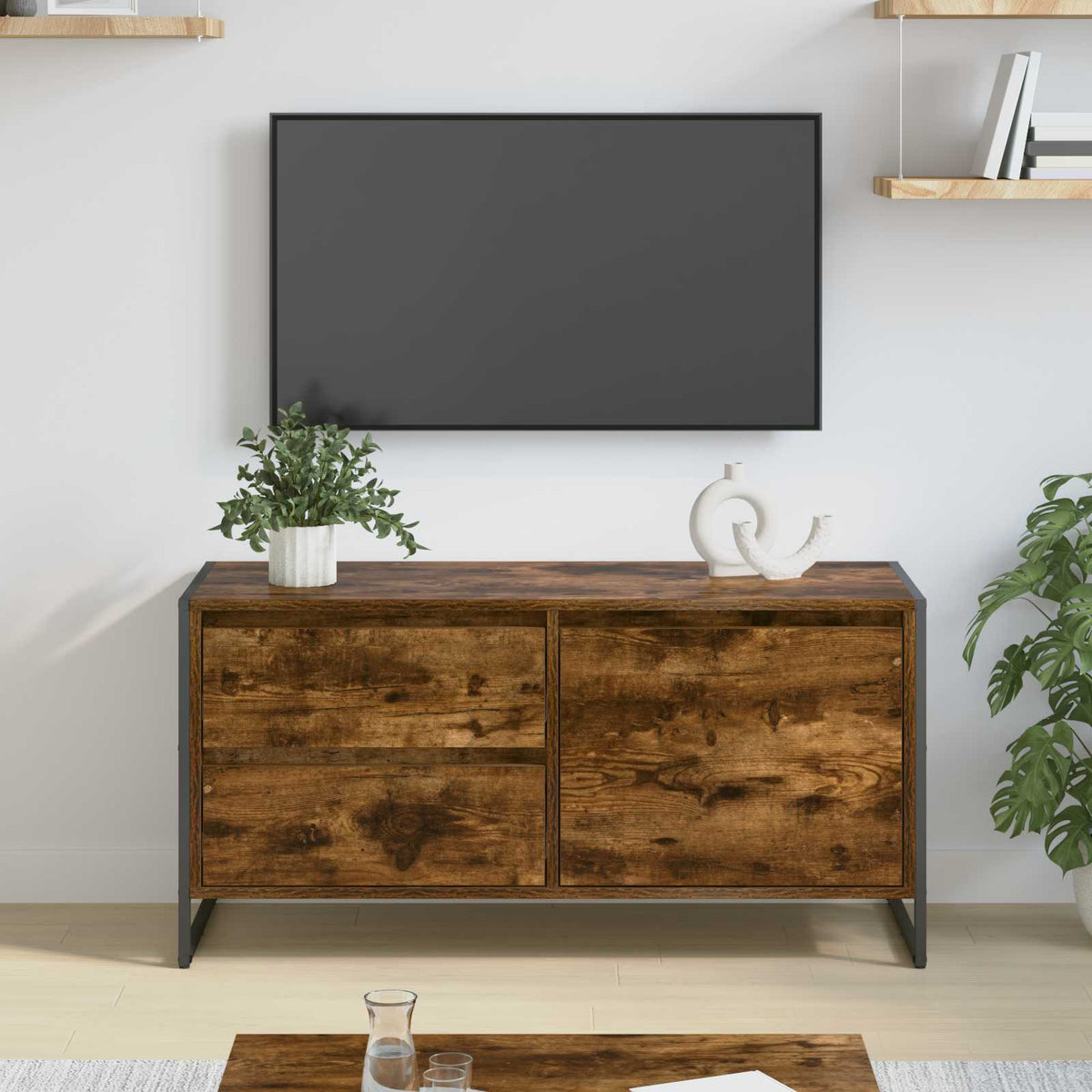 TV-skab 100 x 36 x 49,5 cm Røget Eg Konstrueret træ