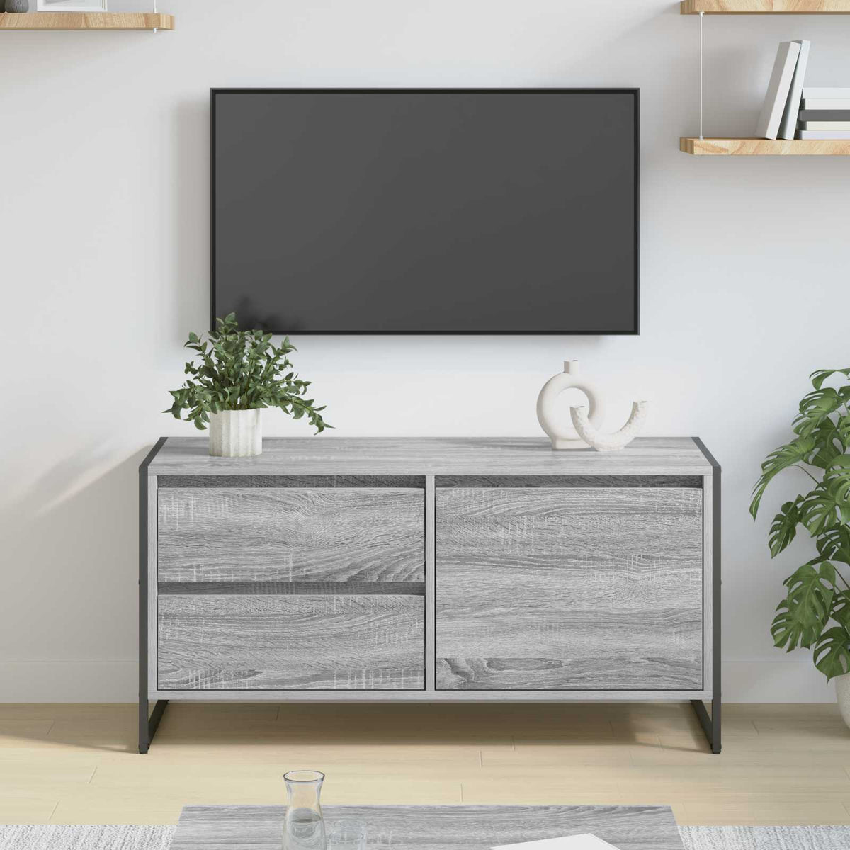 TV-skab 100 x 36 x 49,5 cm Grå Sonoma Konstrueret træ
