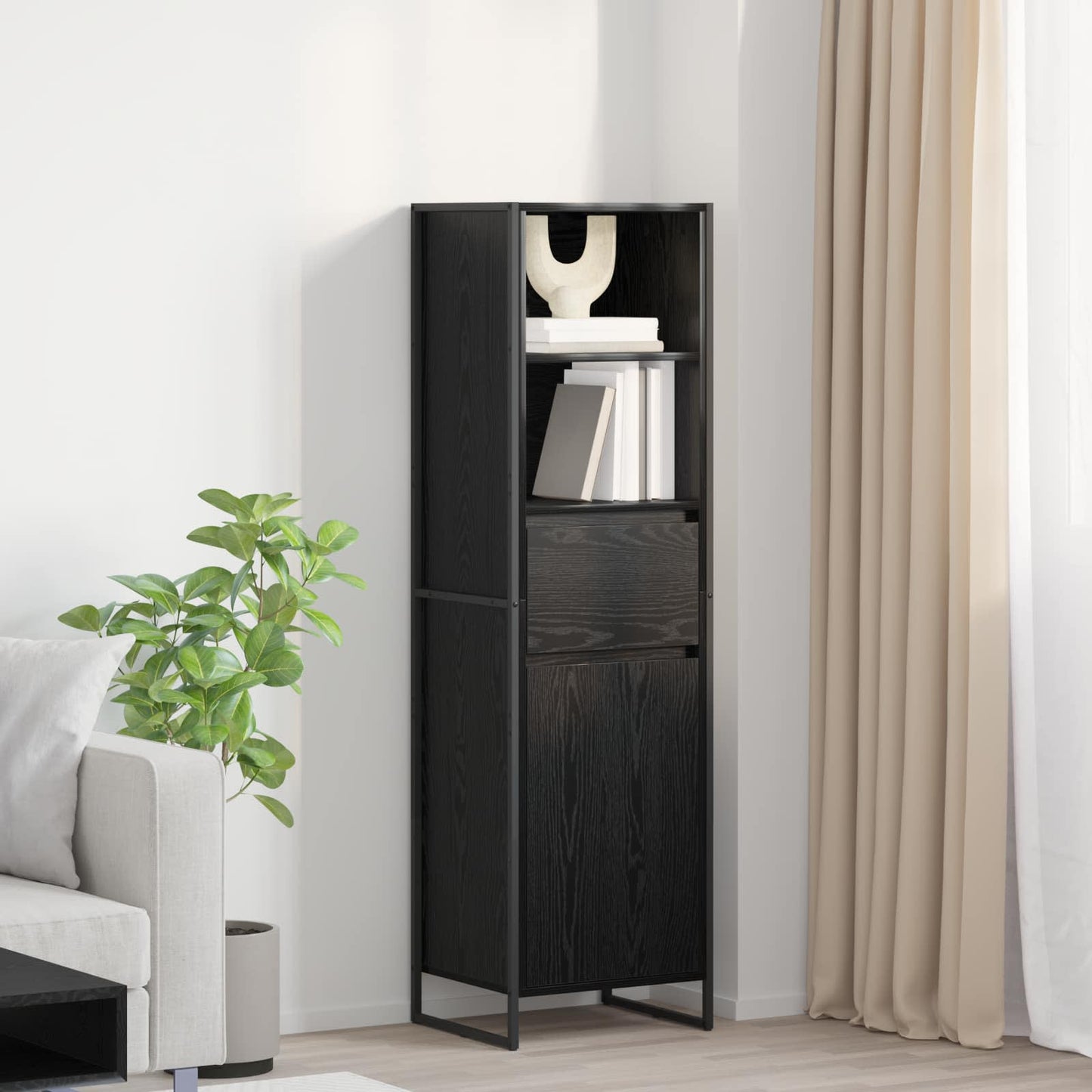 Bogskab Sort eg 43 x 36 x 150,5 cm Konstrueret træ