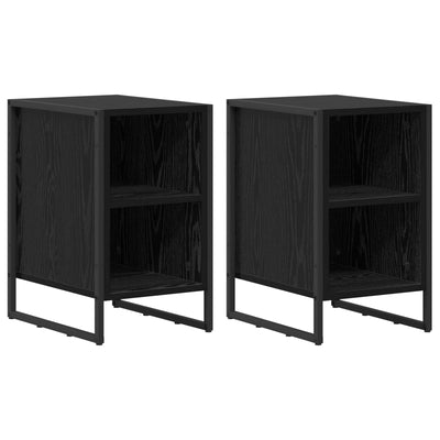 Sengebord 2 stk. Sort eg 39,5 x 30 x 50 cm Konstrueret træ