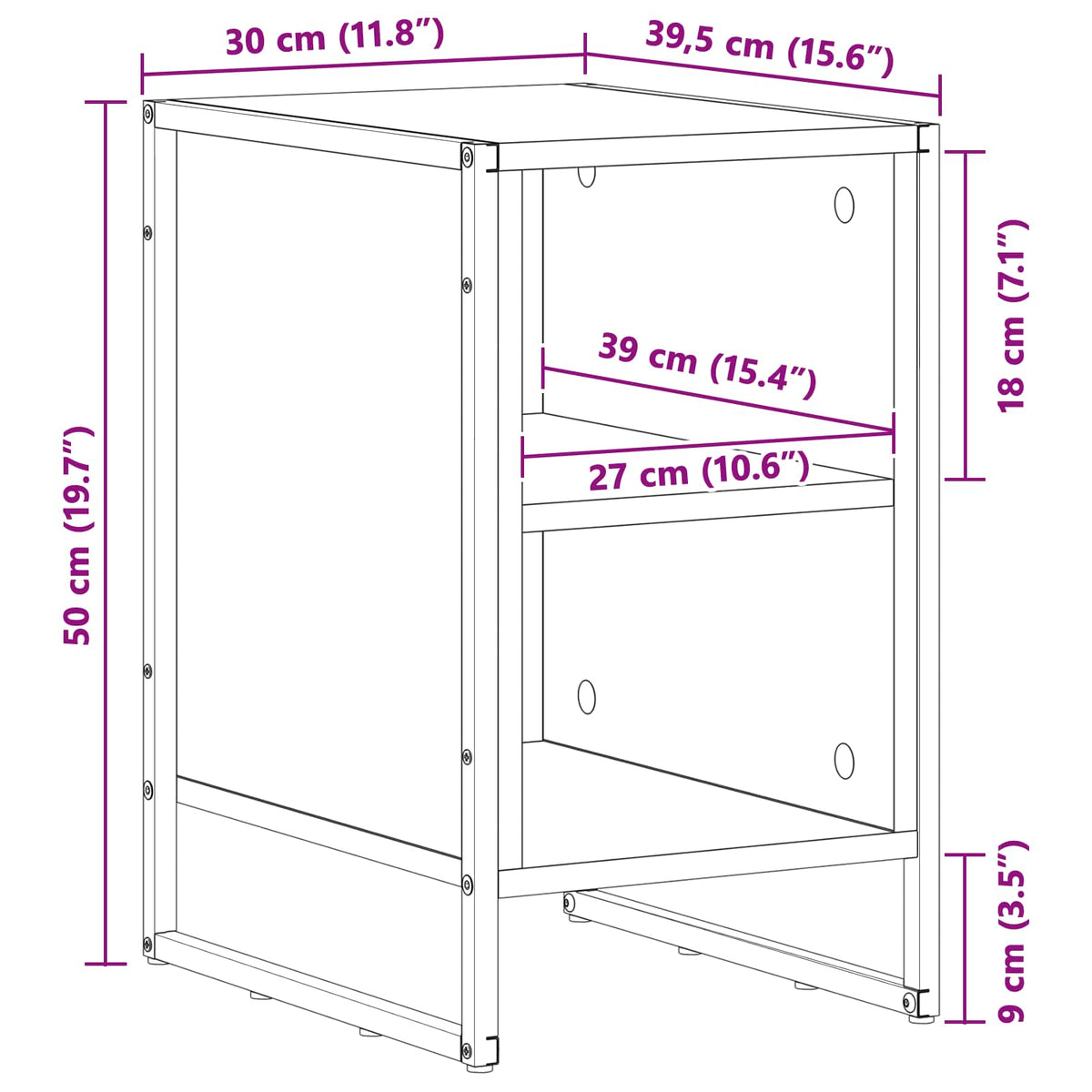 Sengebord Gammelt træ 39,5 x 30 x 50 cm Konstrueret træ