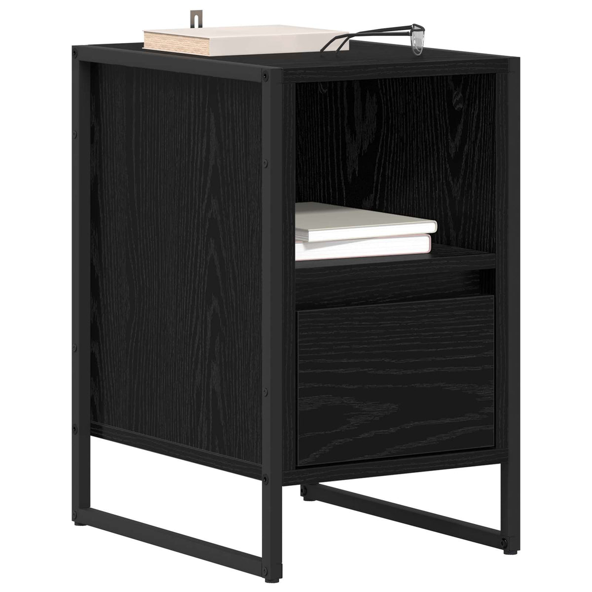 Sengebord 2 stk. Sort eg 39,5 x 30 x 50 cm Konstrueret træ