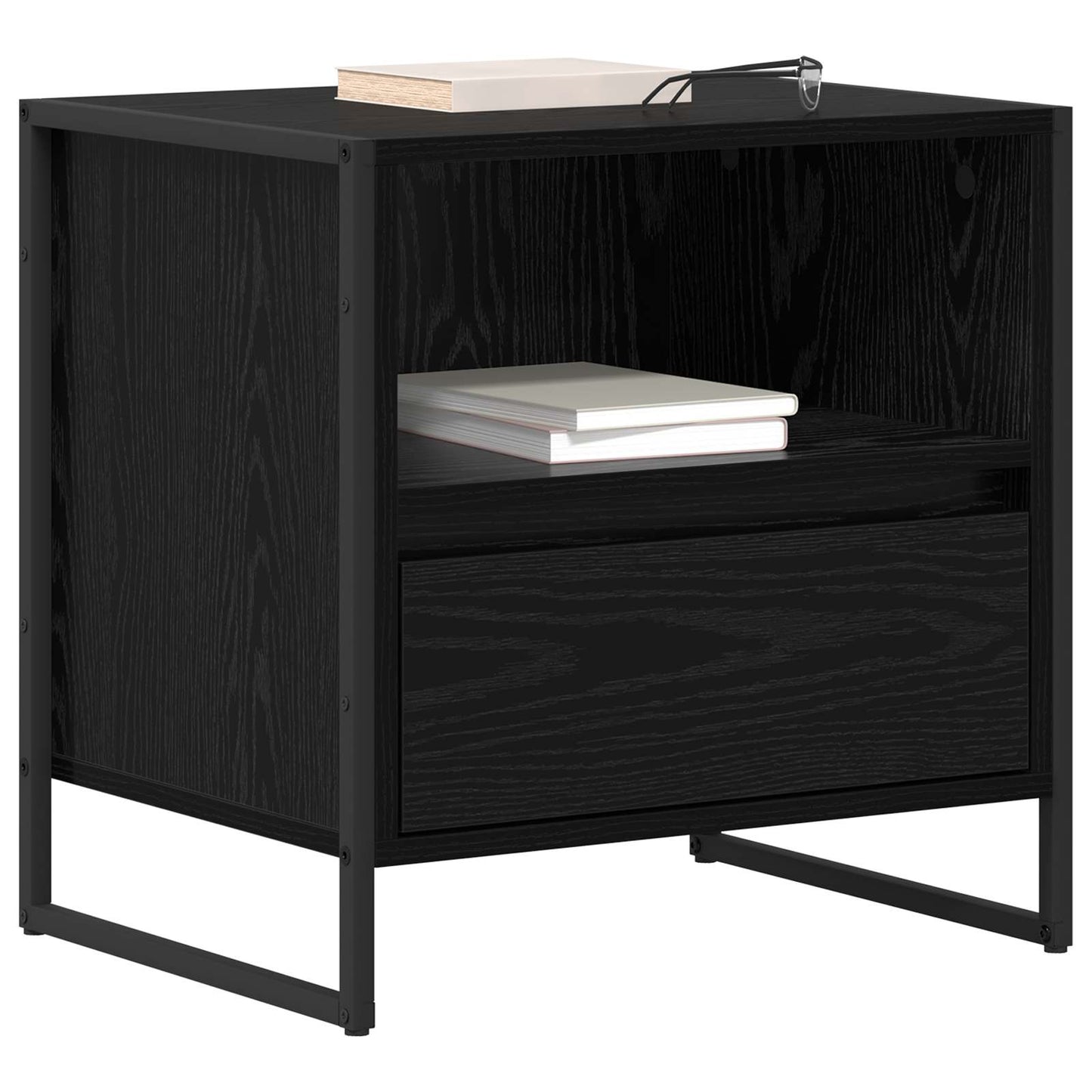 Sengebord 2 stk. Sort eg 50 x 39,5 x 50 cm Konstrueret træ