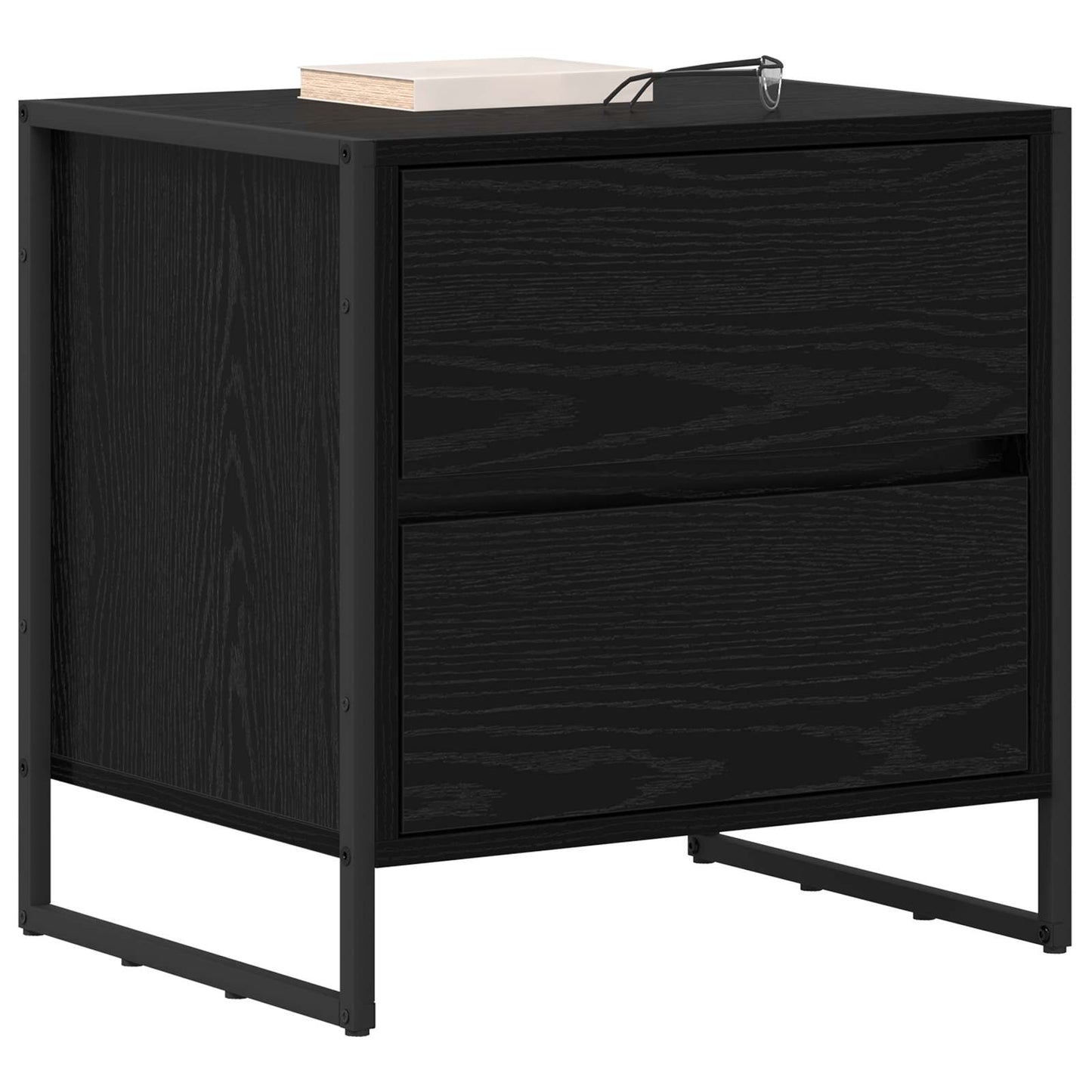 Sengebord 2 stk. Sort eg 50 x 39,5 x 50 cm Konstrueret træ