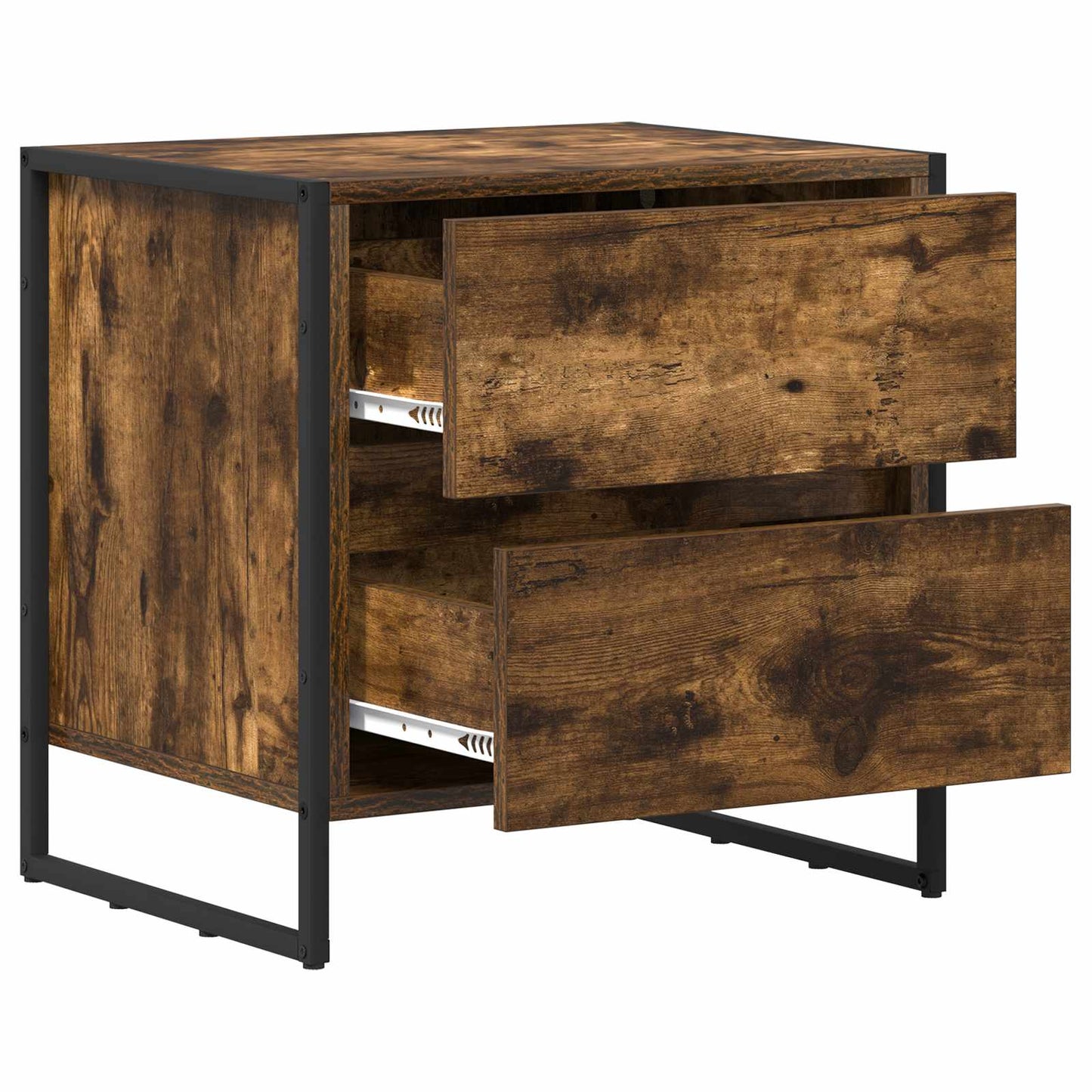 Sengebord 2 stk. Røget Eg 50 x 39,5 x 50 cm Konstrueret træ