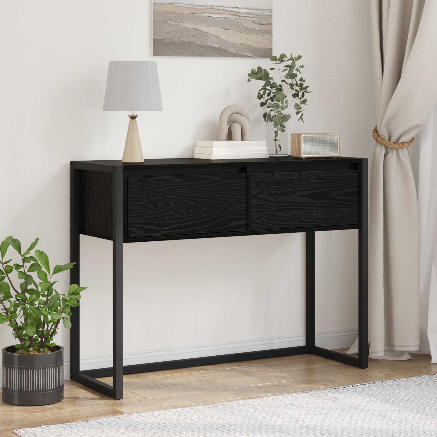 Endebord Sort eg 100 x 36 x 75 cm Konstrueret træ