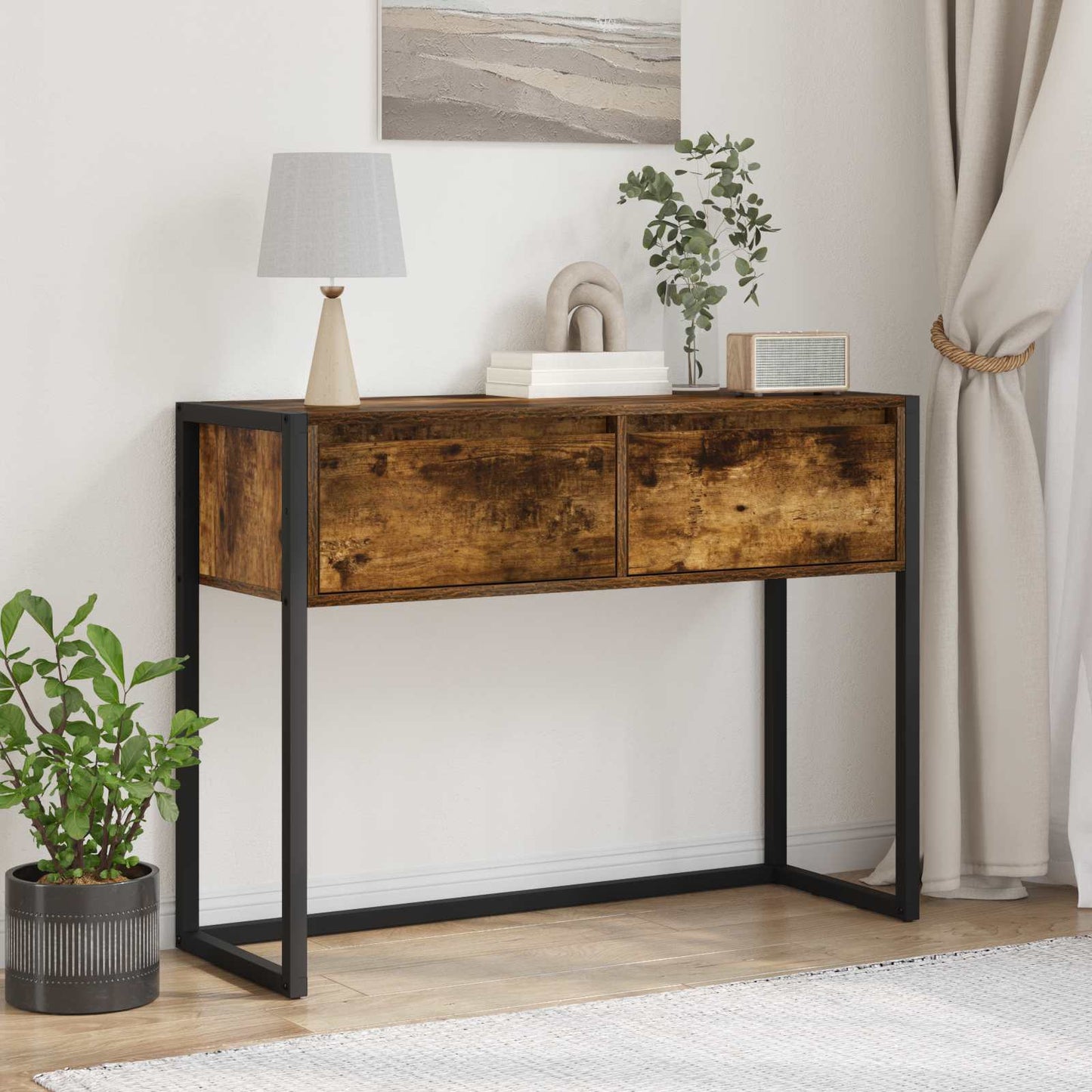 Endebord Røget Eg 100 x 36 x 75 cm Konstrueret træ
