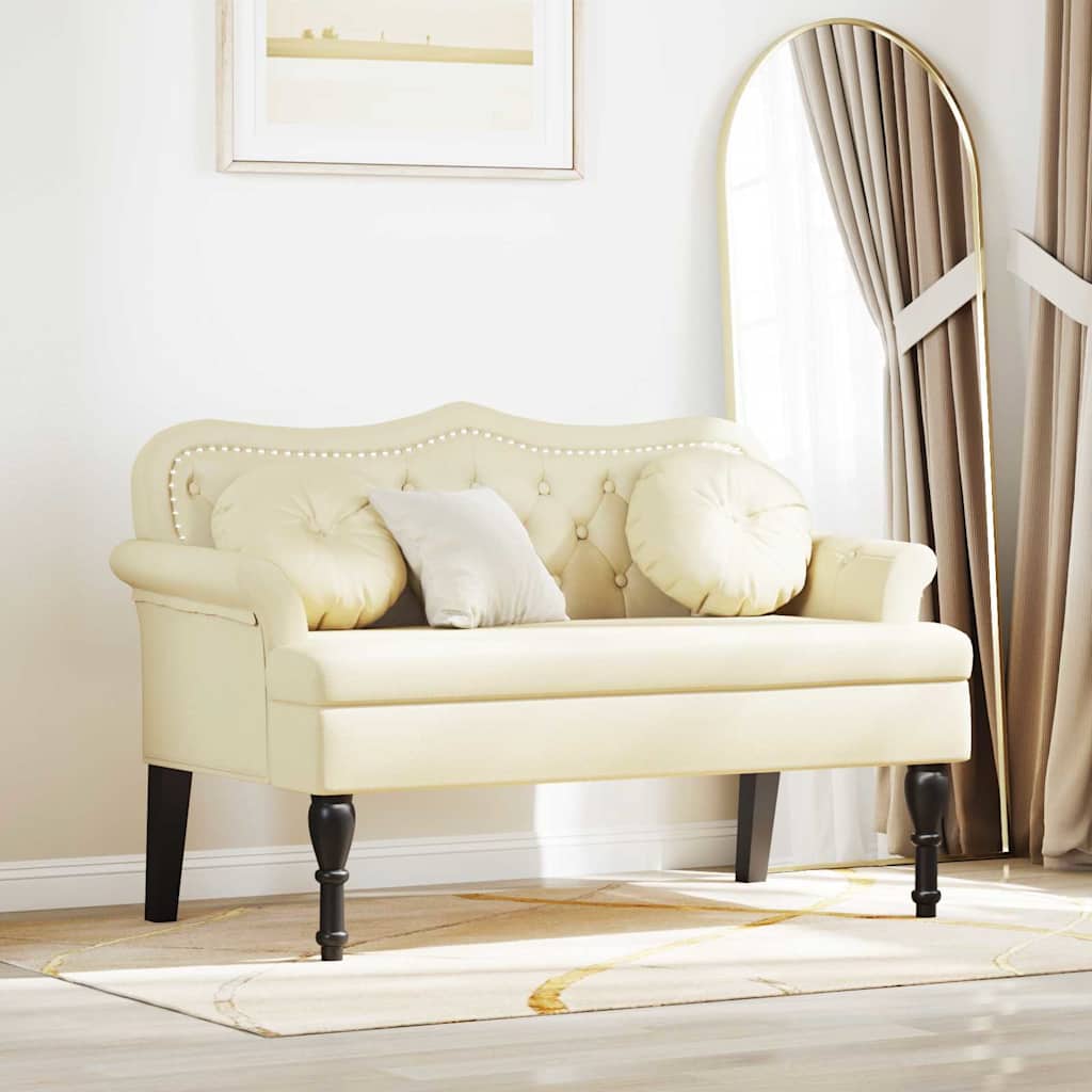 Chesterfield bænk Creme 120.5 x 65 x 75 cm Faux læder