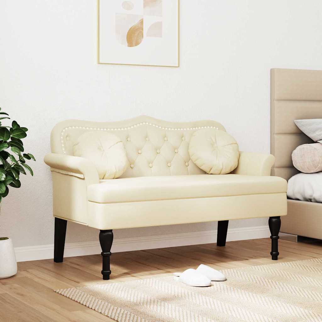 Chesterfield bænk Creme 120.5 x 65 x 75 cm Faux læder