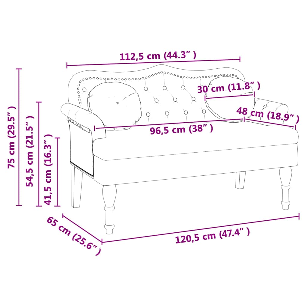 Chesterfield bænk Creme 120.5 x 65 x 75 cm Faux læder
