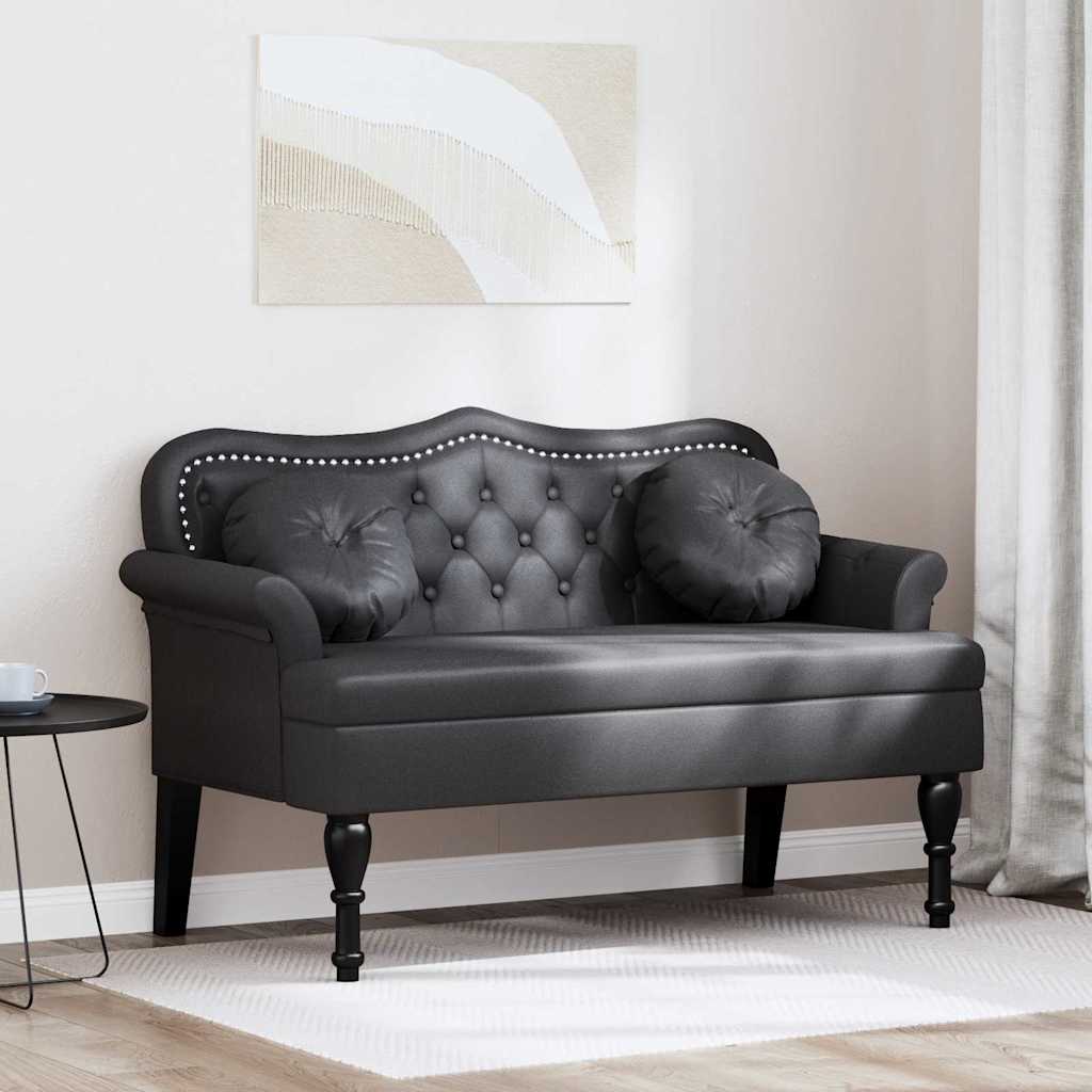 Chesterfield bænk Sort 120.5 x 65 x 75 cm Faux læder