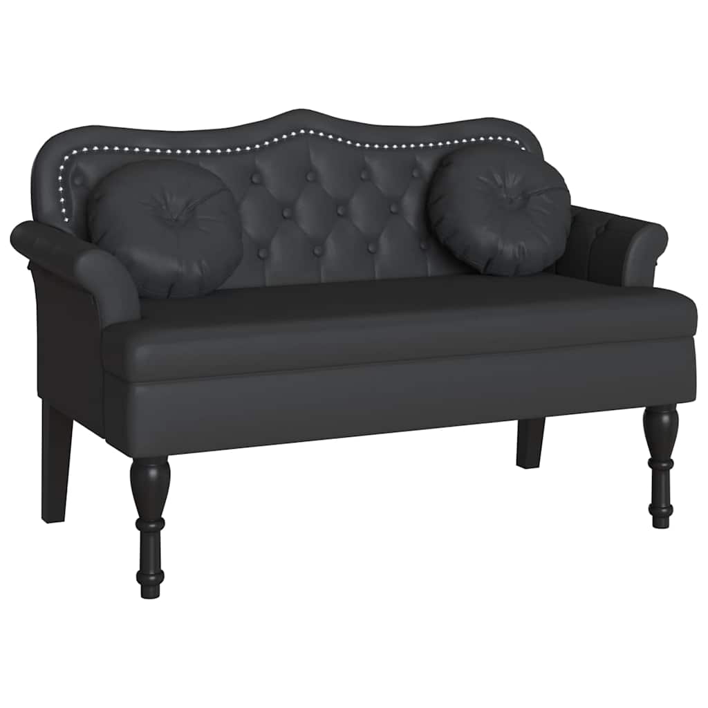 Chesterfield bænk Sort 120.5 x 65 x 75 cm Faux læder