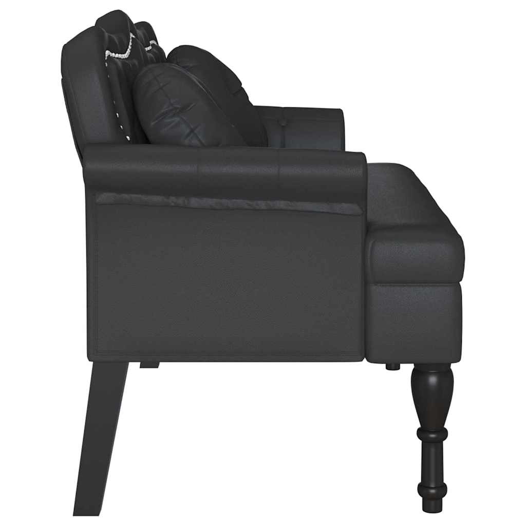 Chesterfield bænk Sort 120.5 x 65 x 75 cm Faux læder