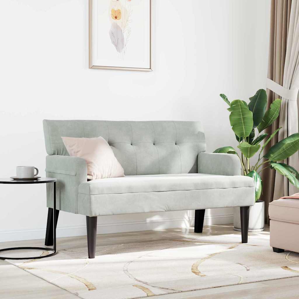 Chesterfield bænk Lysegrå 112 x 65,5 x 75 cm Fløjl