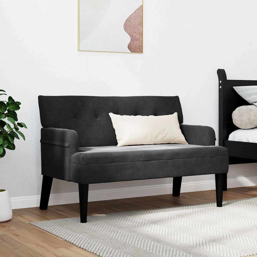 Chesterfield bænk Sort 112 x 65,5 x 75 cm Fløjl
