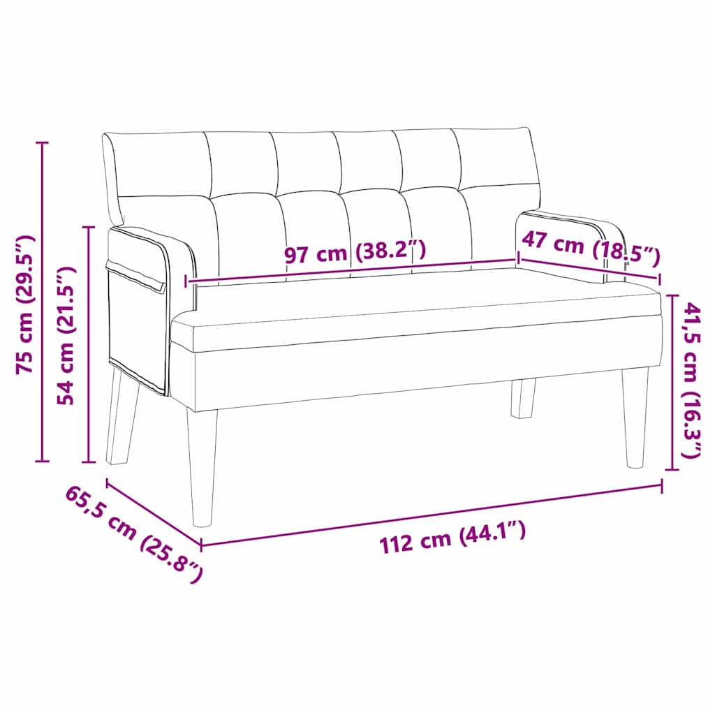 Chesterfield bænk Gul 112 x 65,5 x 75 cm Fløjl