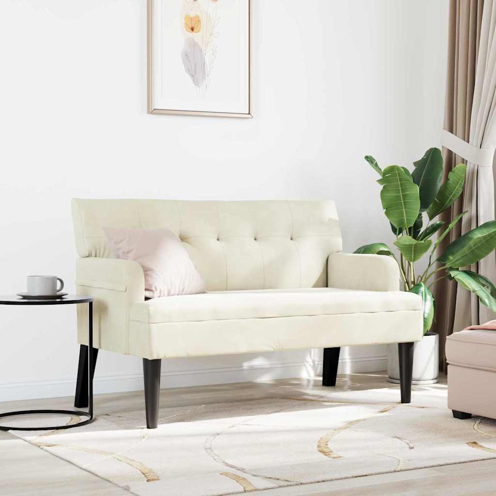 Chesterfield bænk Creme 112 x 65,5 x 75 cm Fløjl