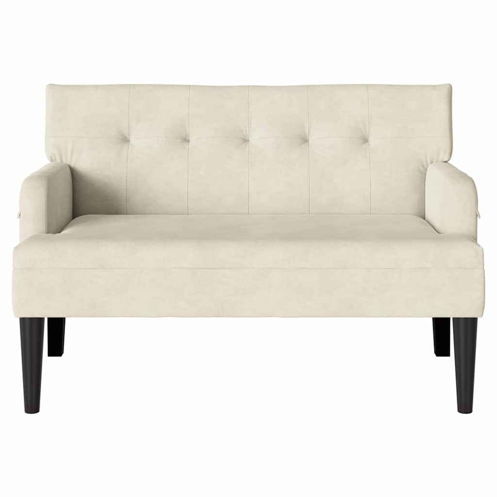 Chesterfield bænk Creme 112 x 65,5 x 75 cm Fløjl