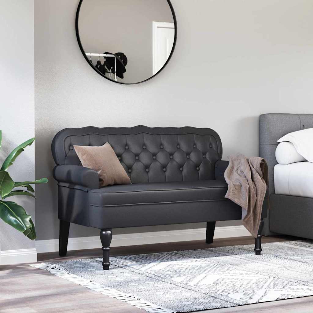 Chesterfield bænk Sort 119,5 x 64,5 x 75 cm Faux læder