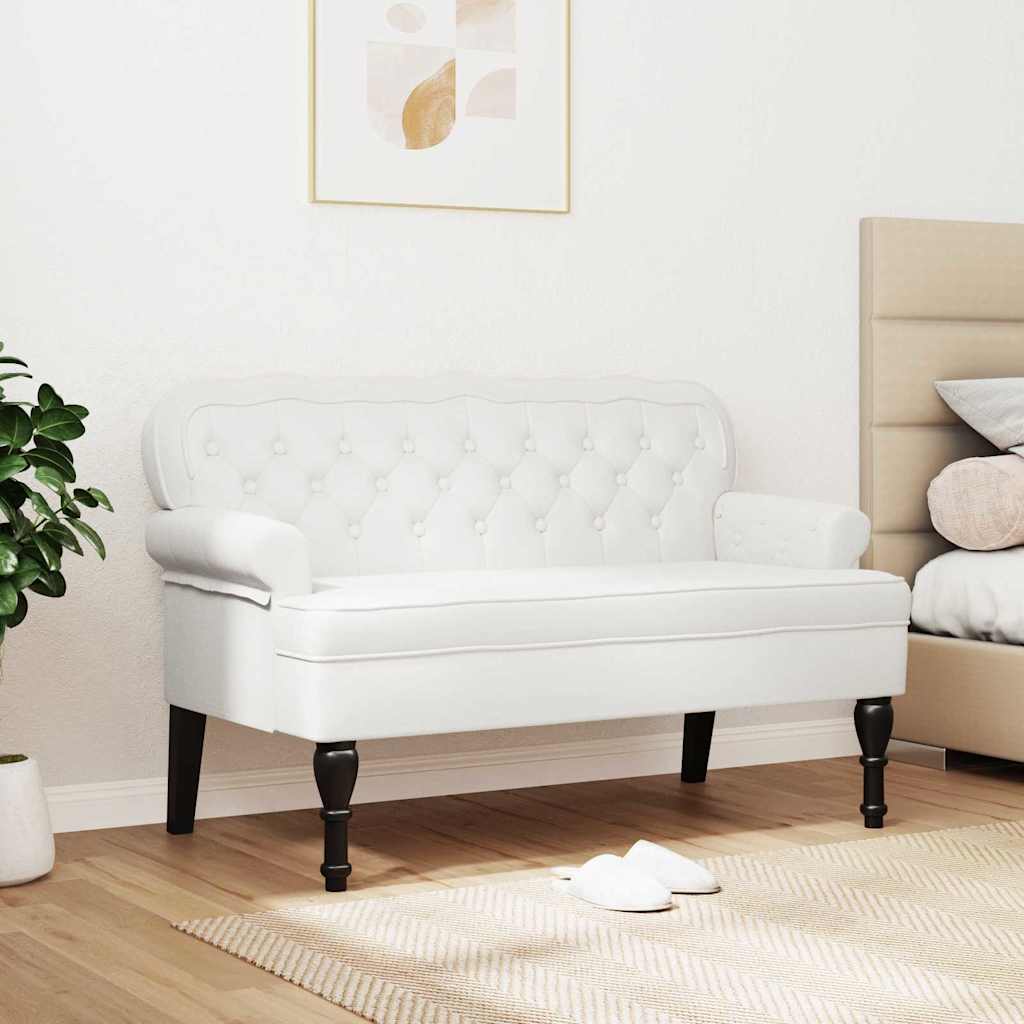 Chesterfield bænk Hvid 119,5 x 64,5 x 75 cm Faux læder
