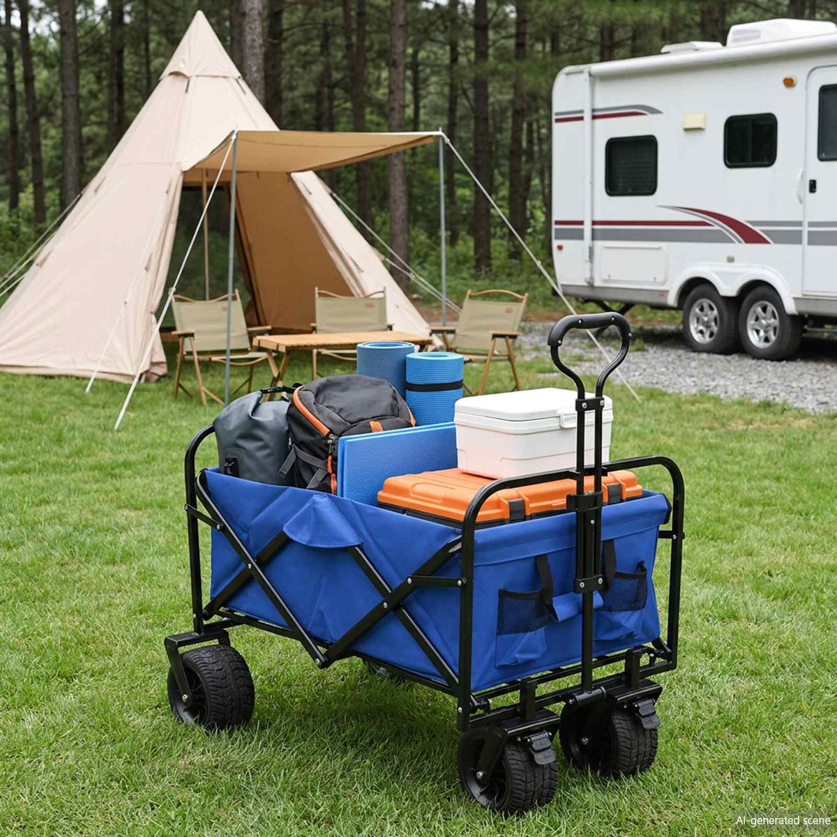 Foldbar indkøbsvogn 89 x 63 x 96 cm Blå 200 kg