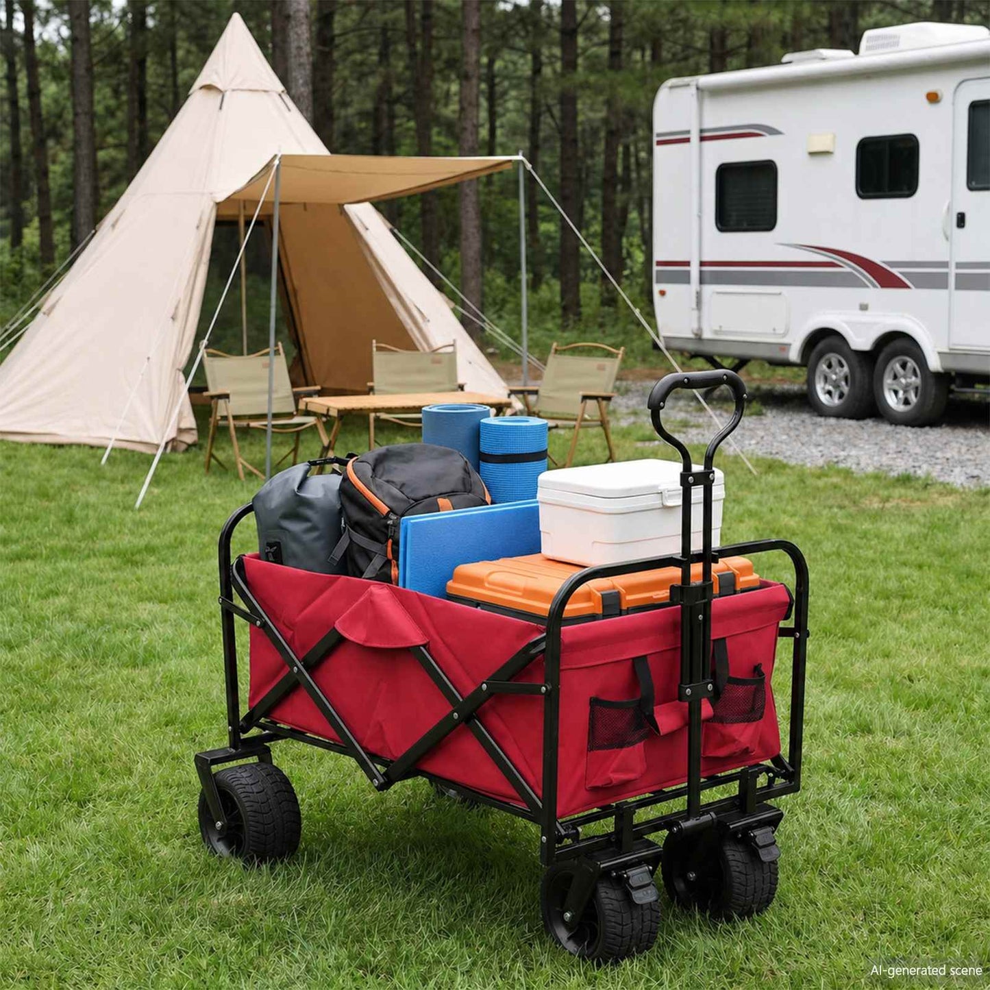 Foldbar indkøbsvogn 89 x 63 x 96 cm Rød 200 kg