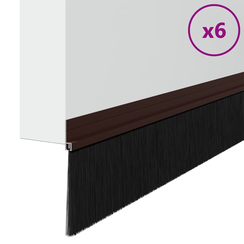 Selvklæbende dørbørstetætninger 6 stk. 100 cm Aluminiumlegering
