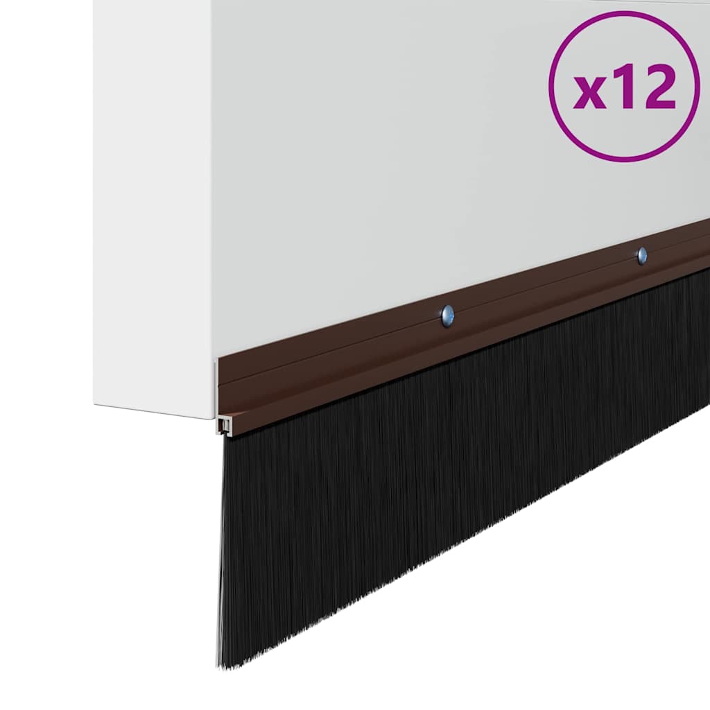 Skruemonterede dørbørste tætninger 12 stk. Brun 100 cm