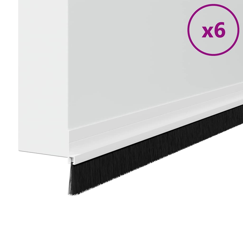 Selvklæbende dørbørstetætninger 6 stk. 100 cm Aluminiumlegering