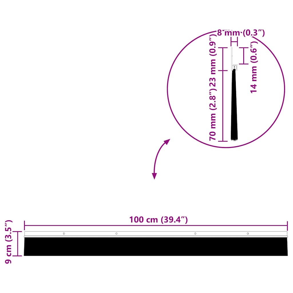 Skruemonterede dørbørste tætninger 2 stk. Hvid 100 cm