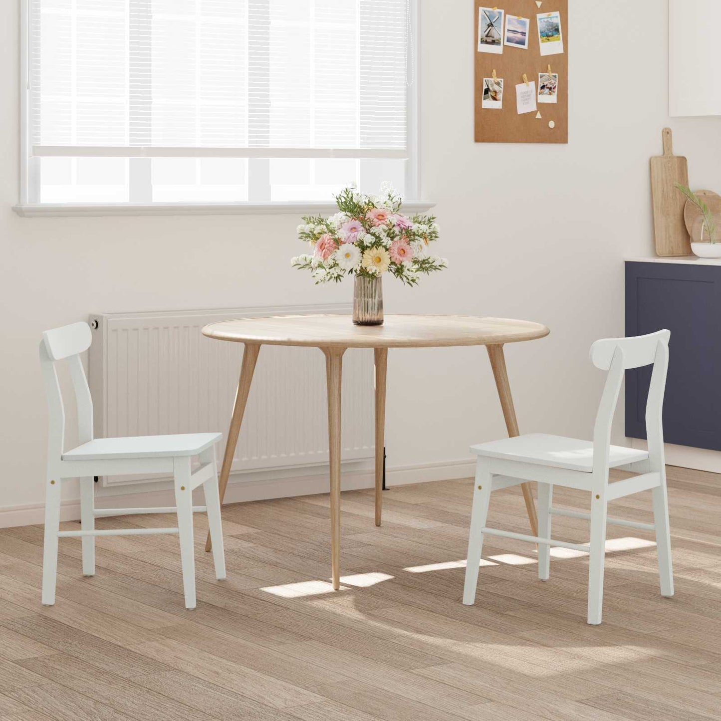 Spisestuestol 2 stk. Massiv Gummitræ Hvid 43 x 44,5 x 77 cm