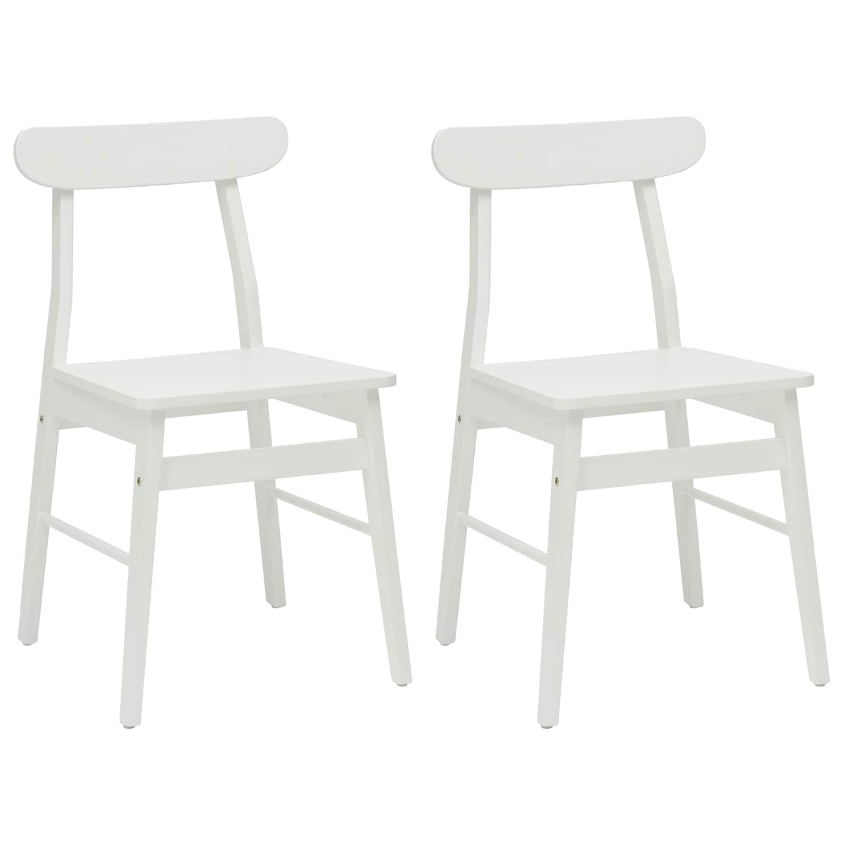 Spisestuestol 2 stk. Massiv Gummitræ Hvid 43 x 44,5 x 77 cm