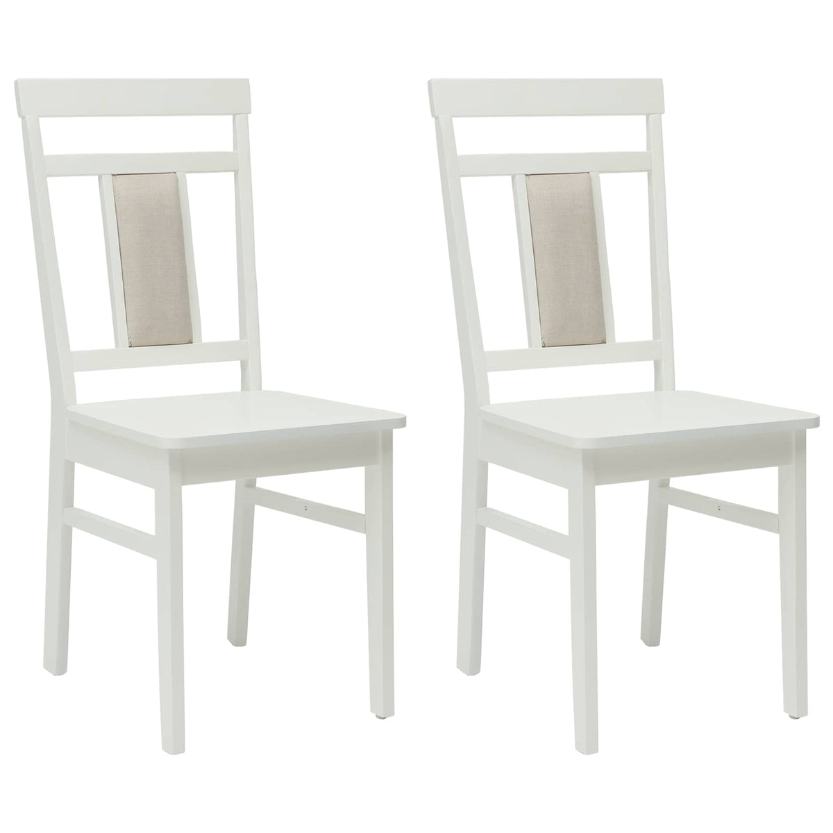 Spisestuestol 2 stk. Massiv Gummitræ Hvid 36 x 44,5 x 91,5 cm