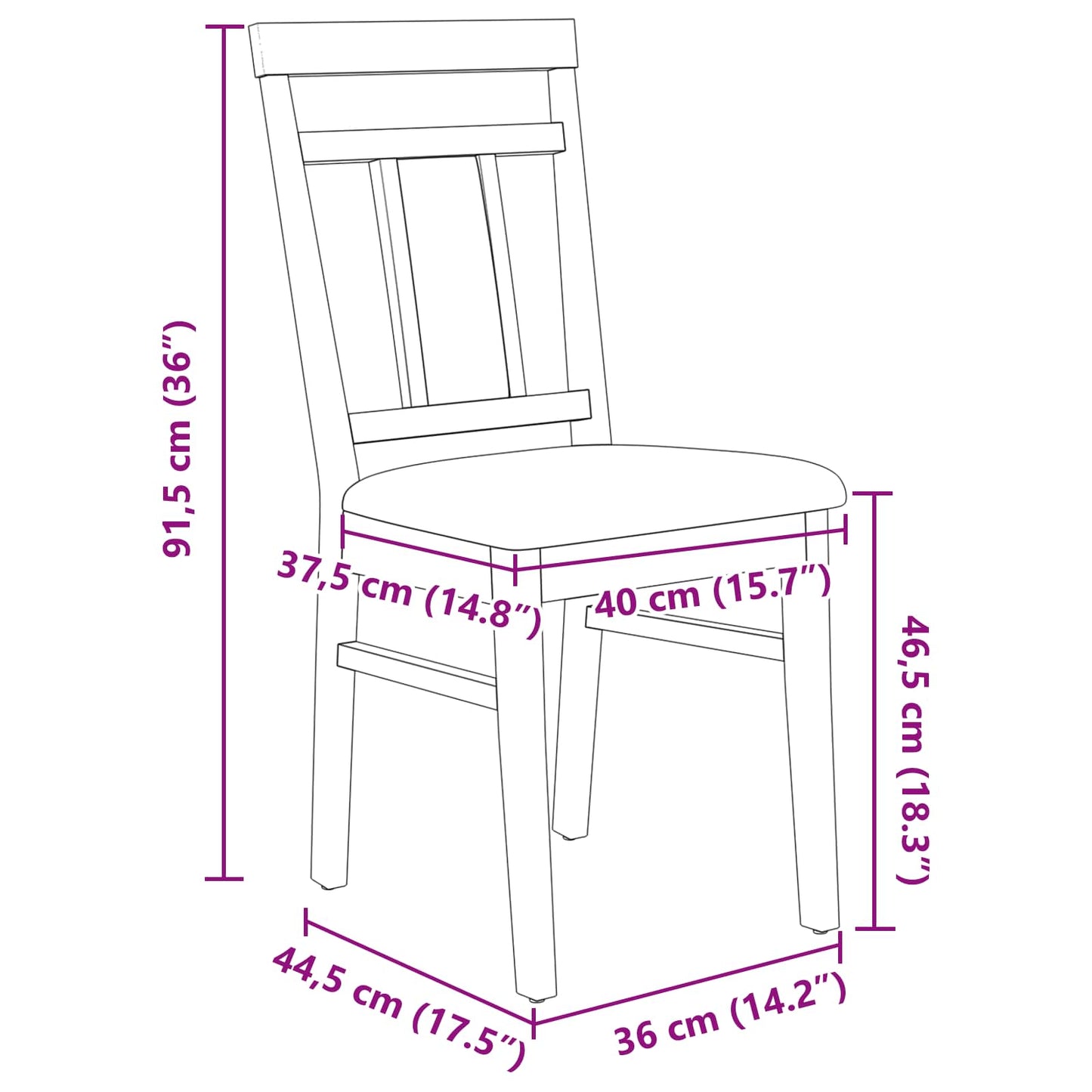 Spisestuestol 2 stk. Massiv Gummitræ Hvid og brun