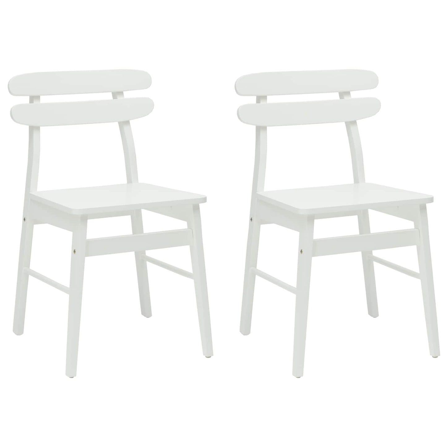 Spisestuestol 2 stk. Massiv Gummitræ Hvid 43,5 x 44,5 x 77,5 cm