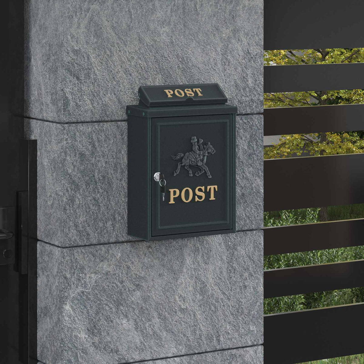 Væghængt Postkasse med dør Grøn 29 x 13 x 41 cm Gustt aluminium