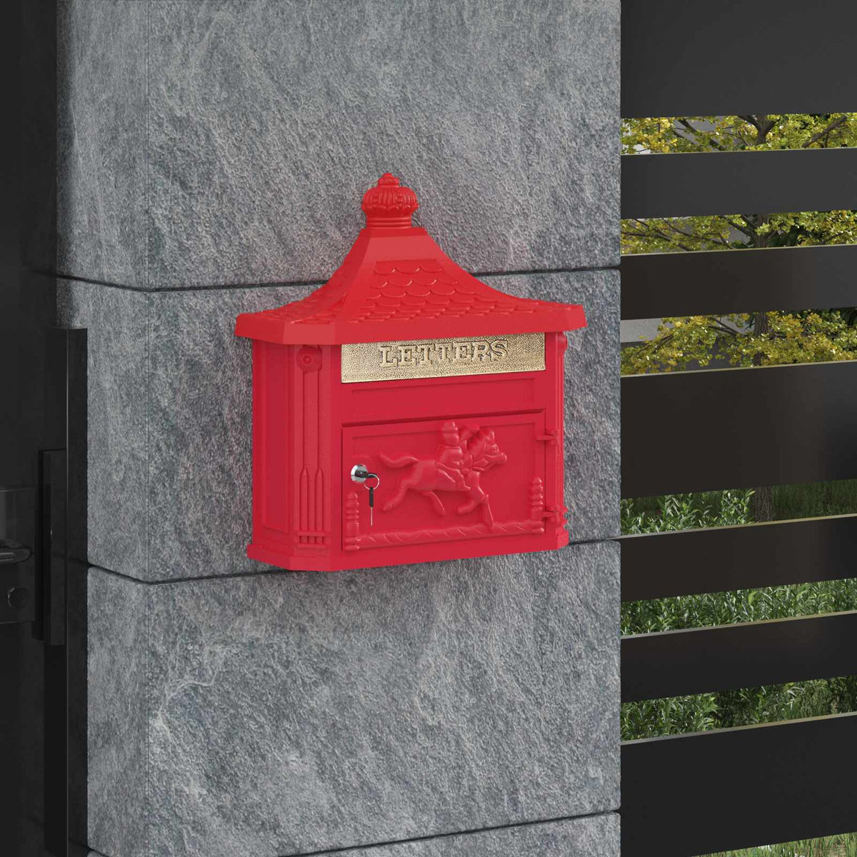 Væghængt Postkasse Rød 40,5 x 16 x 45 cm Gustt aluminium