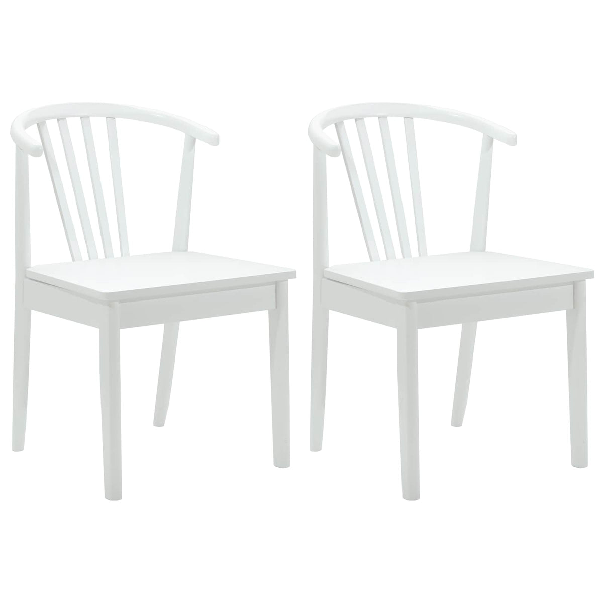 Spisestuestol 2 stk. Solid gummitræ Hvid 51 x 61 x 80,5 cm