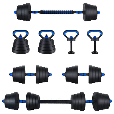 4-i-1 Håndvægte Barbell Kettlebell Sæt 30 kg Sort og Blå