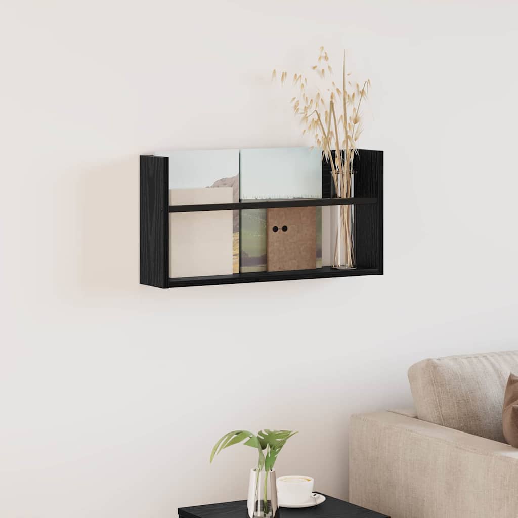 Magasin Rack med hylde Sort eg 60 x 12 x 30 cm Konstrueret træ