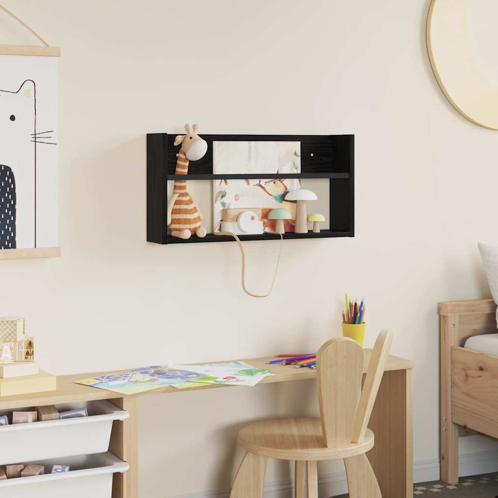 Magasin Rack med hylde Sort eg 60 x 12 x 30 cm Konstrueret træ