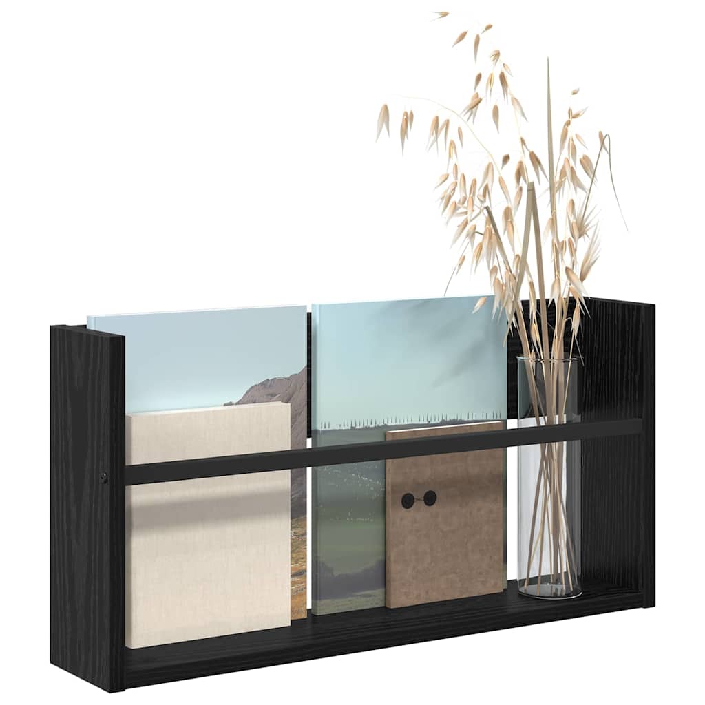 Magasin Rack med hylde Sort eg 60 x 12 x 30 cm Konstrueret træ