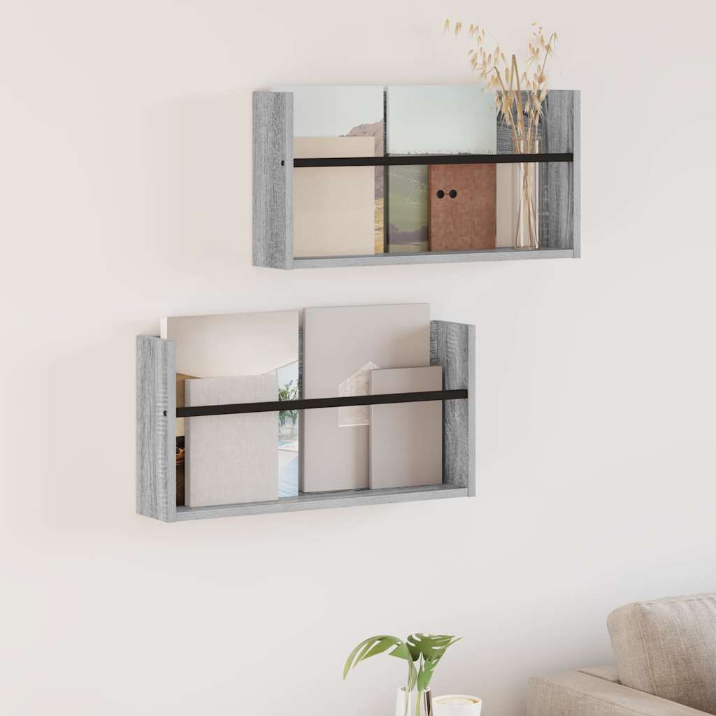 Magasin Rack 2 stk. Grå Sonoma 60 x 12 x 30 cm Konstrueret træ