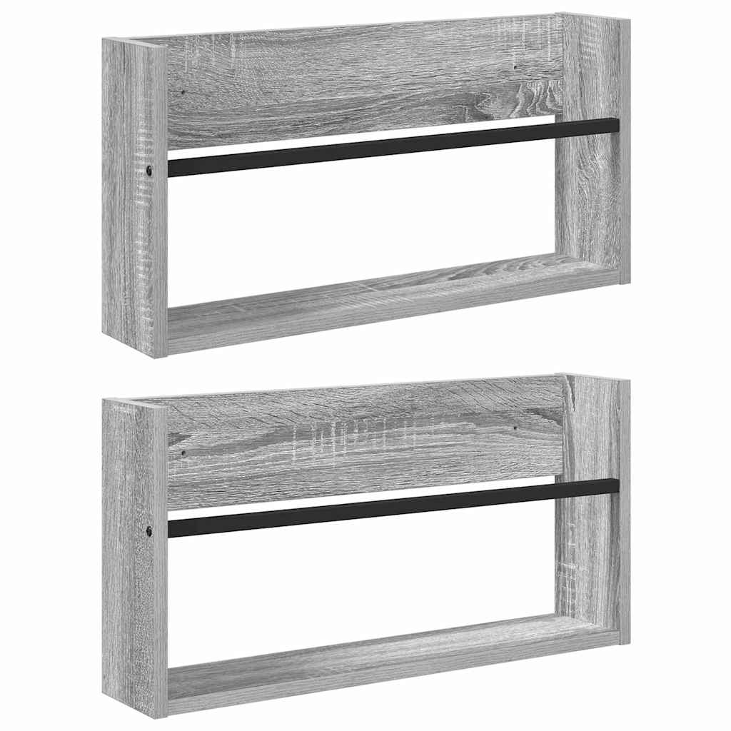 Magasin Rack 2 stk. Grå Sonoma 60 x 12 x 30 cm Konstrueret træ